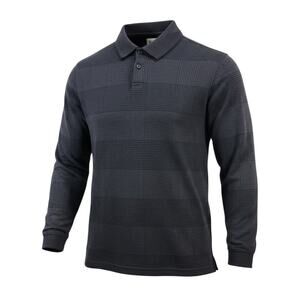 Haggar Men's Long Sleeve Polo Shirt Black Textured Pullover Size M